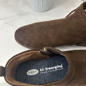 Dr. Scholl's Brown Perforated Suede Ankle Booties